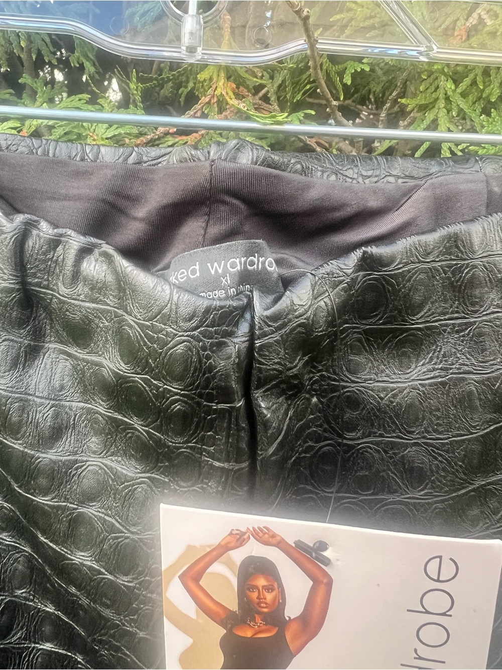 Naked Wardrobe Black Faux Croc-Texture Bottoms - Picture 4 of 5